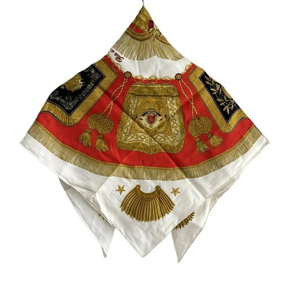 Auth HERMES Carre 90 - Red Yellow Multi Scarf - Picture 2 of 4